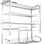 OSE-Kitchen Dish Rack | Wall Mounted | 5 Shelves | Stainless Steel | Holds 18+ Plates | Space-Saving | Rustproof | Easy Assembly (30 X 32 INCH)