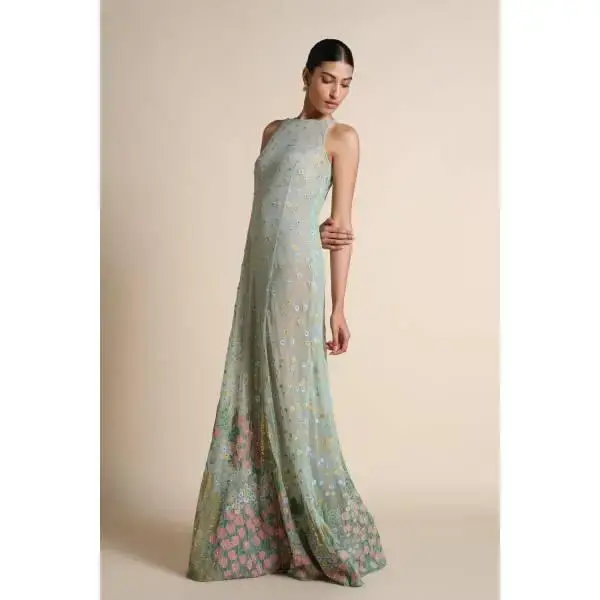 Anita Dongre-Lakeforest Embroidered Gown - Sage