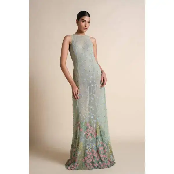 Anita Dongre-Lakeforest Embroidered Gown - Sage