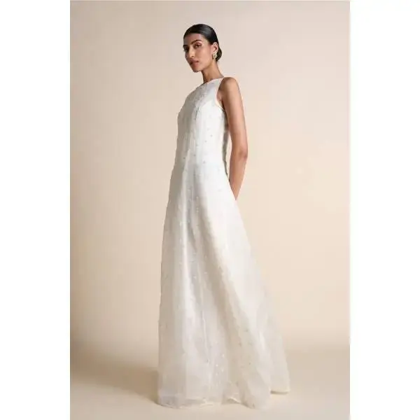 Anita Dongre-Mountain Mist Silk Gown - Ivory
