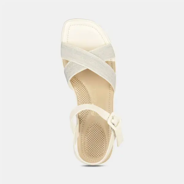 Bata-comfit off-white mid-heel sandals with buckle straps for women
