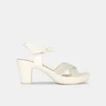 Bata-comfit off-white mid-heel sandals with buckle straps for women