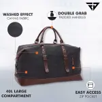 Fur Jaden-40L Canvas Weekender Travel Duffle Cabin Bag with Detachable Shoulder Strap (Black)