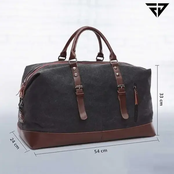 Fur Jaden-40L Canvas Weekender Travel Duffle Cabin Bag with Detachable Shoulder Strap (Black)