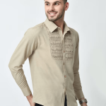 Beige self design casual shirt