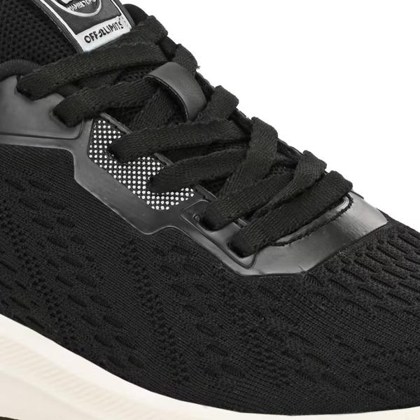 Black flyknit laceup sports shoes