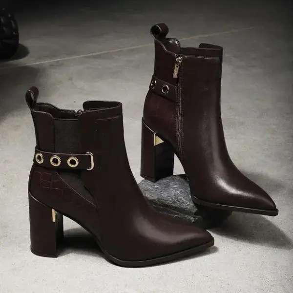 BATA-NINE WEST BROWN MID-CUT BOOTS FOR WOMEN