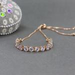 Stylish Rose Gold Plated Cubic Zirconia American Diamond Adjustable Bracelet For Women
