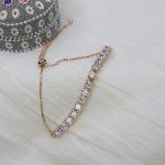 Stylish Rose Gold Plated Cubic Zirconia American Diamond Adjustable Bracelet For Women