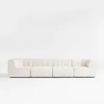 Crate&Bareel-Jade Heathered Ivory 4-Piece Kids Puffer Modular Sofa