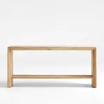 Crate&Barrel-Baja 72" Rectangular Natural Oak Wood Console Table with Shelf