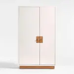 Crate&Barrel-Memoire Ivory High-Gloss Lacquer Kids Storage Armoire Cabinet by Jeremiah Brent