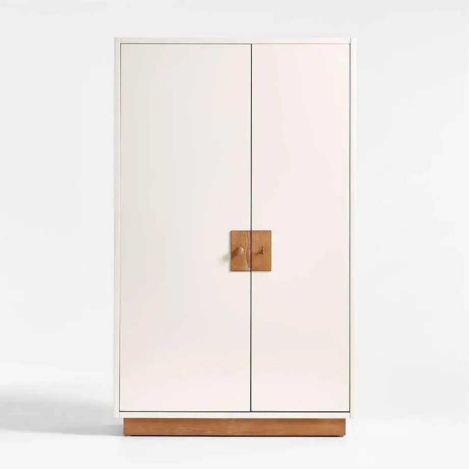 Crate&Barrel-Memoire Ivory High-Gloss Lacquer Kids Storage Armoire Cabinet by Jeremiah Brent