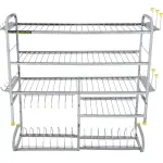 OSE-Kitchen Dish Rack | Wall Mounted | 5 Shelves | Stainless Steel | Holds 18+ Plates | Space-Saving | Rustproof | Easy Assembly (30 X 32 INCH)