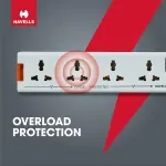 Havells 4 Way Extension Board With Surge & Spike Protection|For Power Requirements up to 1440W |1.5 Mtr High Quality