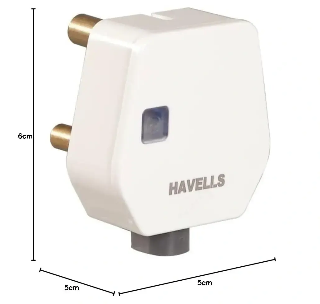 Havells AHLGWXW163 16A 3Pin Flat Plugtop with Indicator, white (Model: AHLGWXW163-Pk1)