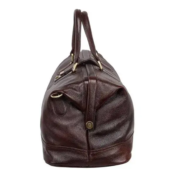 HYATT-Leather Accessories Unisex 20 Inch Leather Travel Duffle Luggage Bag (Brown)