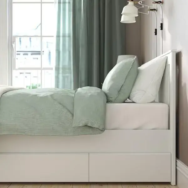 IKEA-Bed frame with 2 storage boxes, white