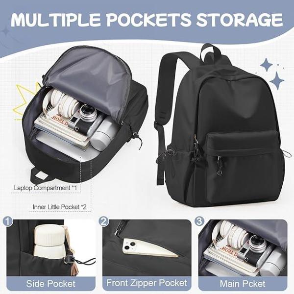 Laptop Backpack, 2 compartments, bottle holder,