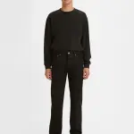 Levis-Men's 501 Black Straight Fit Mid Rise Jeans