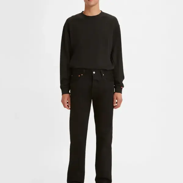 Levis-Men's 501 Black Straight Fit Mid Rise Jeans
