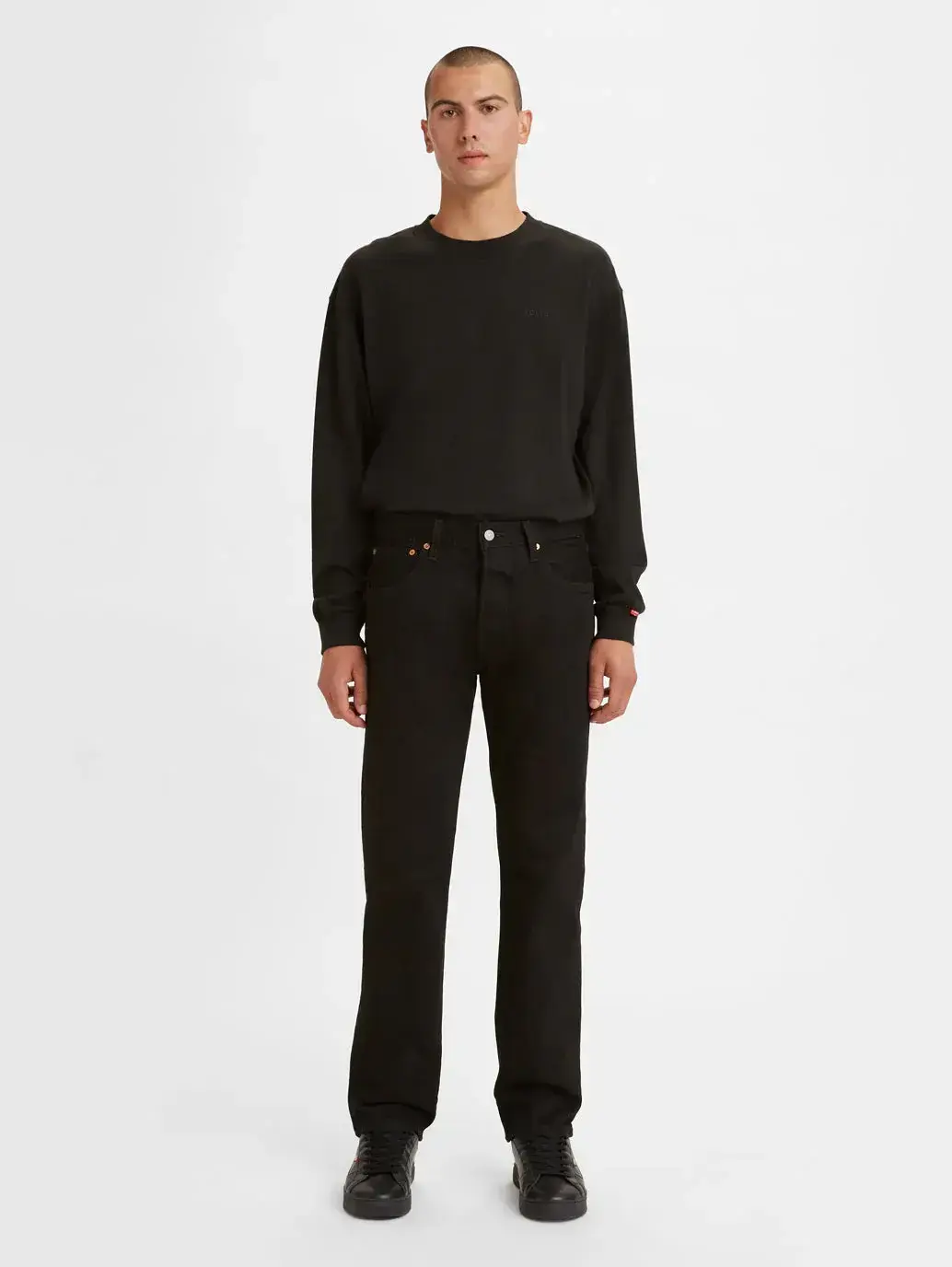 Levis-Men's 501 Black Straight Fit Mid Rise Jeans