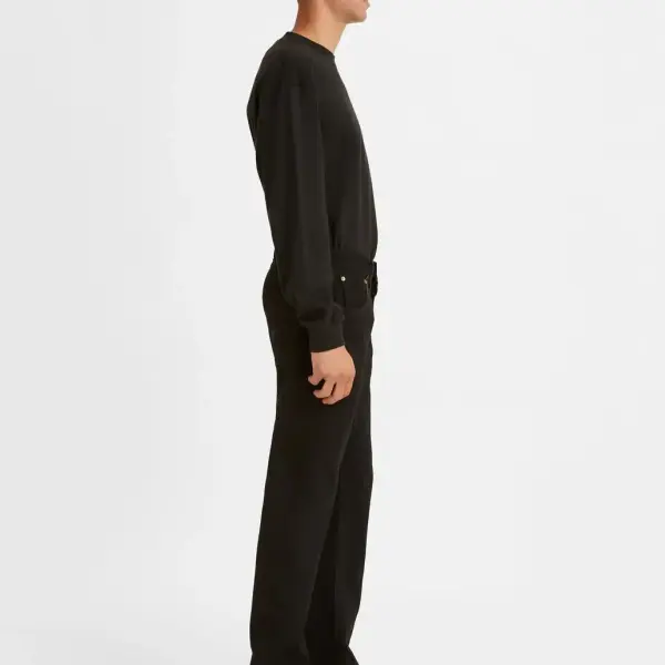 Levis-Men's 501 Black Straight Fit Mid Rise Jeans