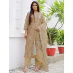 Libas-Tan Printed Chanderi Silk Straight Suit With Dupatta
