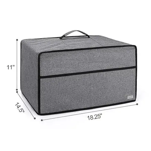 Luxja-Dust Cover for Microwave Oven (Fits for Most 0.7 Cu.Ft Microwaves), Microwave Oven Cloth Cover with Front Pocket, Gray