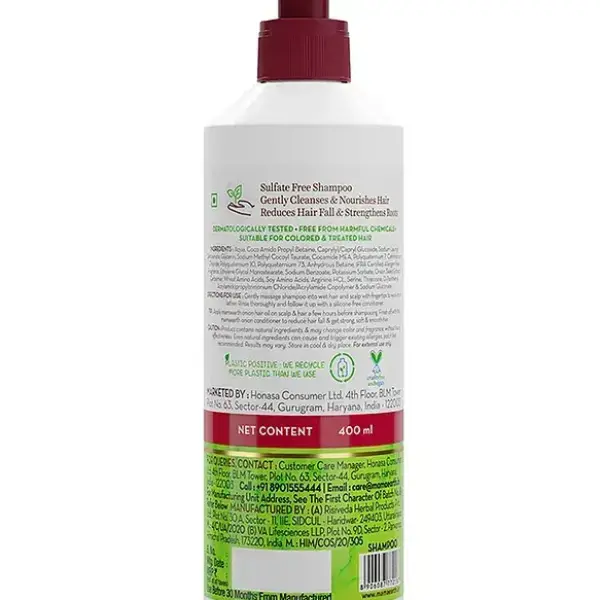 Mama Earth- Onion Shampoo for Hair Growth & Hair Fall Control with Onion & Plant Keratin - 400ml