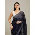 Manyavar-Midnight Blue Stone Work Saree