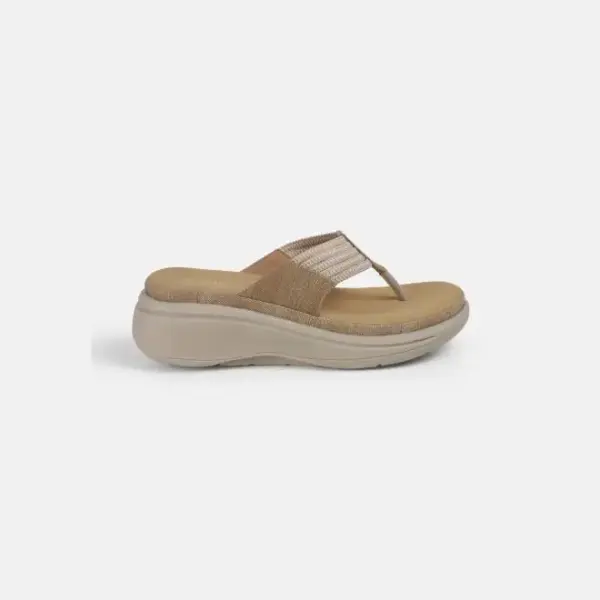 Mochi-Women Beige Casual Slippers
