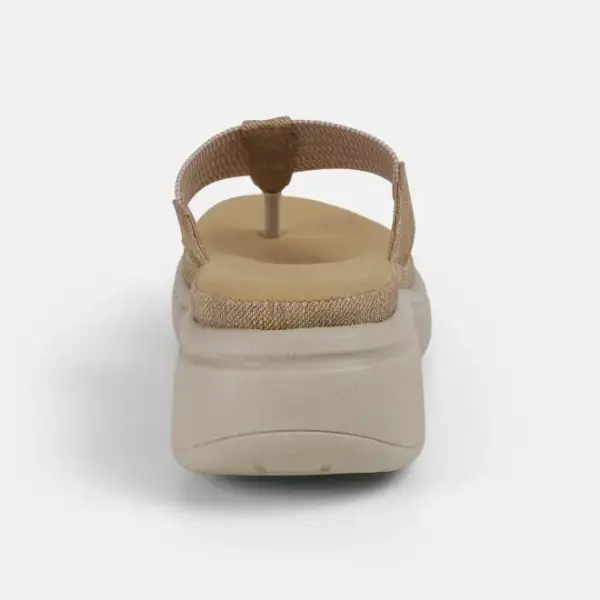 Mochi-Women Beige Casual Slippers