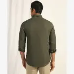 BLACKBERRYS-Linen Casual Half Sleeve Tan Solid Shirt - Salmon