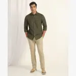 BLACKBERRYS-Linen Casual Half Sleeve Tan Solid Shirt - Salmon