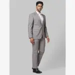 Raymond-Men Grey Checks Contemporary Fit Polyester Blend Suit