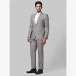 Raymond-Men Grey Checks Contemporary Fit Polyester Blend Suit