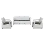 Nilkamal-Goa Plastic 3 + 1 + 1 Seater Sofa with Cushion (Milky White and Grey)