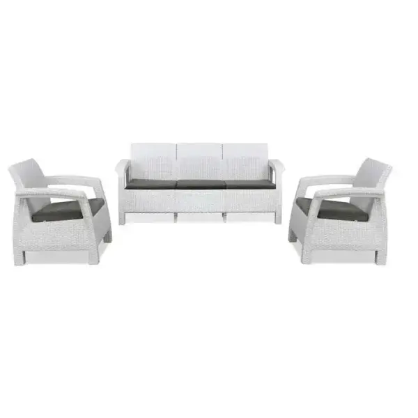 Nilkamal-Goa Plastic 3 + 1 + 1 Seater Sofa with Cushion (Milky White and Grey)