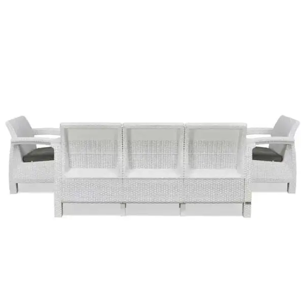 Nilkamal-Goa Plastic 3 + 1 + 1 Seater Sofa with Cushion (Milky White and Grey)