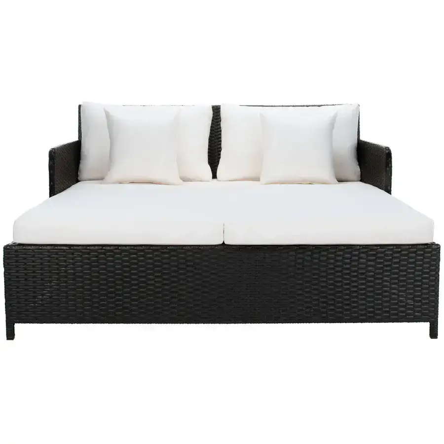 Overstock-SAFAVIEH Outdoor Taniyah Wicker Daybed with Pillow & Cushions - 53W x 28D x 62H