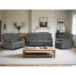 Overstock-Modern 3-Piece Manual Reclining Living Room Sofa Set with Dropdown Table and Console