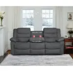 Overstock-Modern 3-Piece Manual Reclining Living Room Sofa Set with Dropdown Table and Console