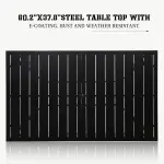 Overstock-60" x 37" Outdoor Patio Rectangular Metal Slatted Dining Table with Umbrella Hole for 6 Person