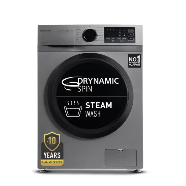 Panasonic-7 Kg 5 Star Fully-Automatic Front Loading Washing Machine (NA-147MH2L01, Dark Silver, Drynamic Spin, Steam Care, Baby Care)