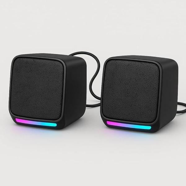 USB Computer Speakers – 6W Stereo Sound with Multicolor LED Lights