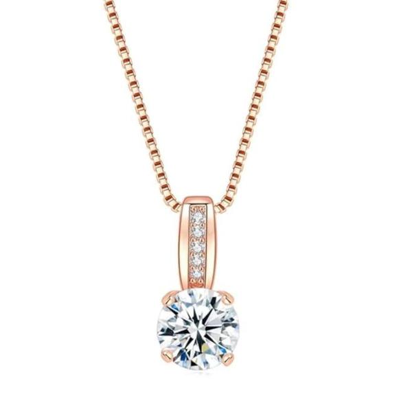 Classic Round Solitaire Pendant With Chain & AD Stone