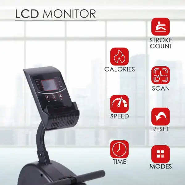 PowerMax-RH-250 Foldable Rowing Machine with Digital Display for Home use