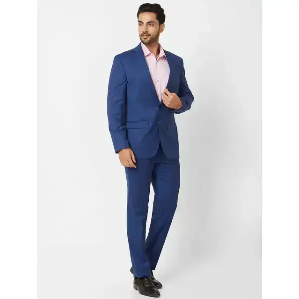 Raymond-Raymond Men Blue Structured Contemporary Fit Polyester Blend Suit