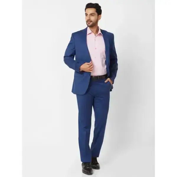 Raymond-Raymond Men Blue Structured Contemporary Fit Polyester Blend Suit